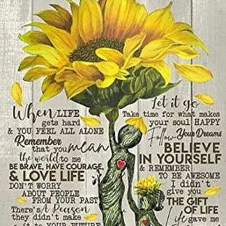 8"x12" Tin Sign Sunflower Poster Art to My Daughter Life Gave Me The Gift of You Love Mom