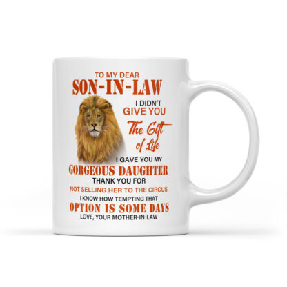 To My Dear Son-In-Law Lion From Mom Mug