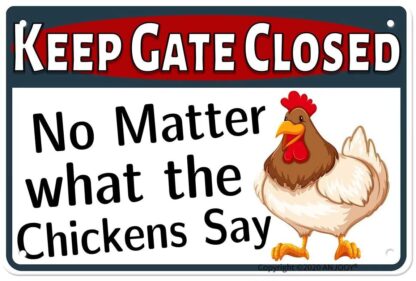 8"x12" Metal Tin Signs Chicken Warning Sign Danger Keep Gate Closed