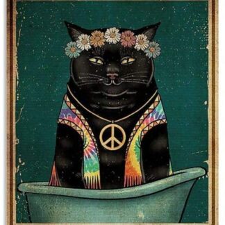 8"x12" Cat Take A Bath You Dirty Hippie Retro Metal Tin Sign