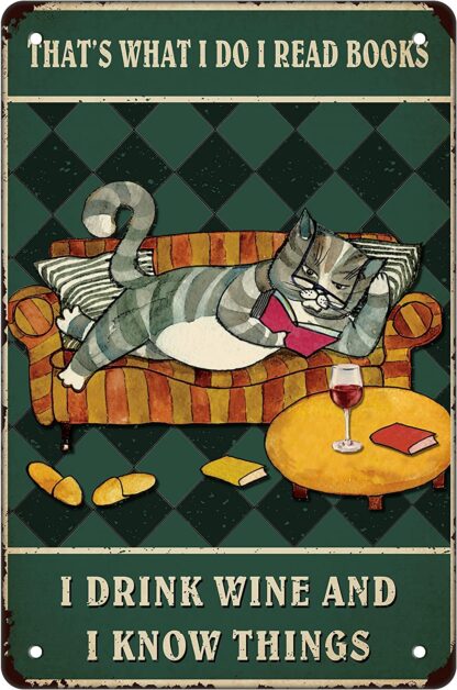 8"x12" I Drink Wine and I Do Things Wall Decor Tin Sign