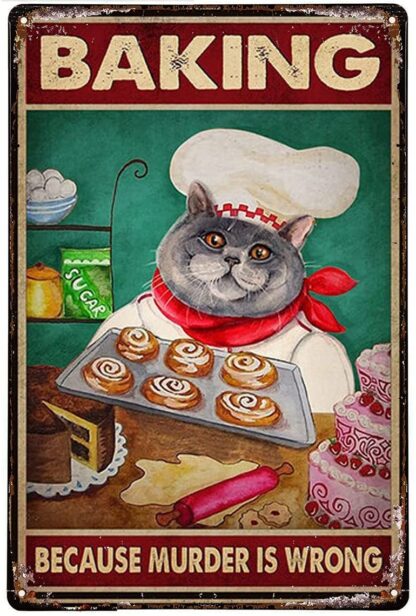 8"x12" Cake Baking Cats Tin Sign