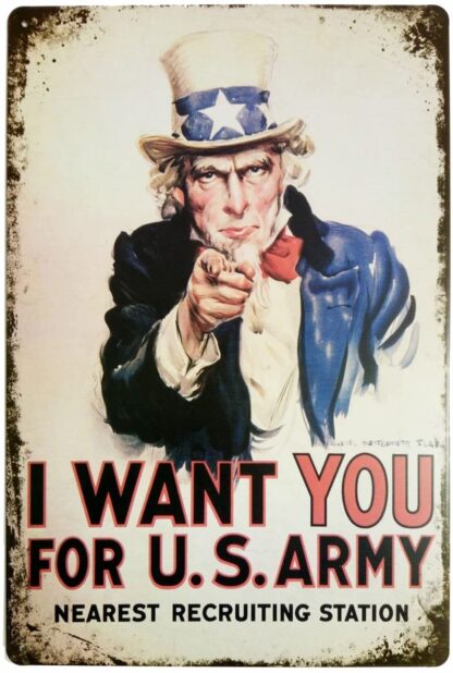 I Want You for U.S. Retro Vintage Decor Metal Tin Sign 8 X 12 Inches