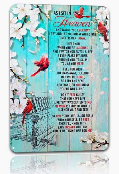 8"x12" Tin Sign Cardinals As I Sit in Heaven and Watch You Everyday