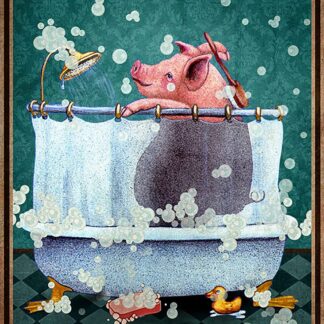 8"x12" Funny Pig Bathroom Metal Tin Sign