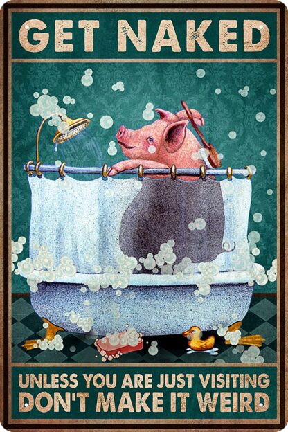 8"x12" Funny Pig Bathroom Metal Tin Sign