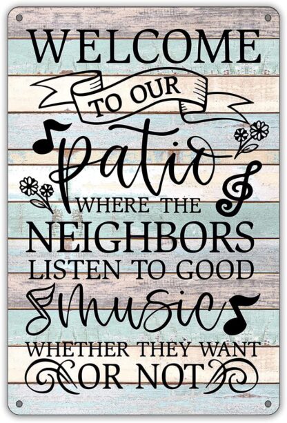 8"x12" Funny Welcome to Our Patio Metal Tin Sign