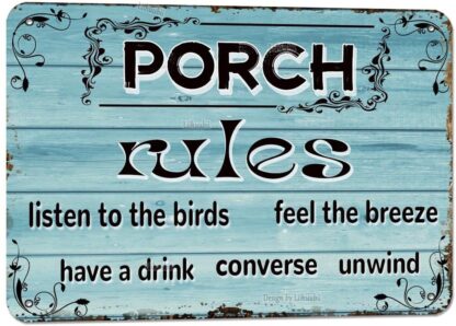 8"x12" Porch Rules Tin Sign
