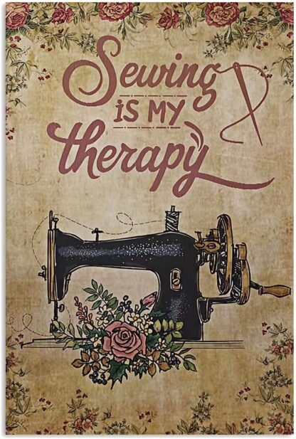 8"x12" Sewing Is My Therapy Sewing Art Metal Tin Sign