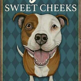 8"x12" Funny Pitbull Why Hello Sweet Cheeks Have A Seat Tin Sign