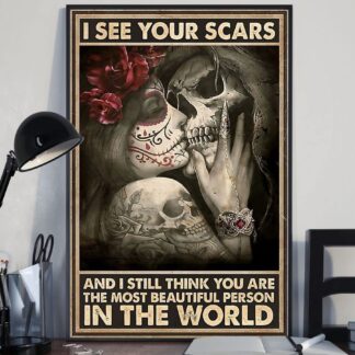 8"x12" Sugar Skull I See Your Scars Metal Tin Sign