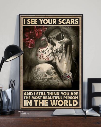 8"x12" Sugar Skull I See Your Scars Metal Tin Sign