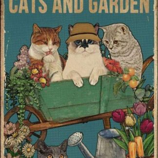 8"x12" Easily Distracted by Cats and Garden Retro Metal Tin Sign