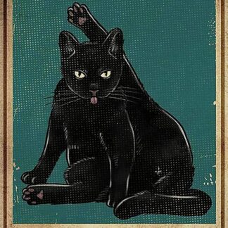 8"x12" Remember to Wipe Black Cat Metal Poster