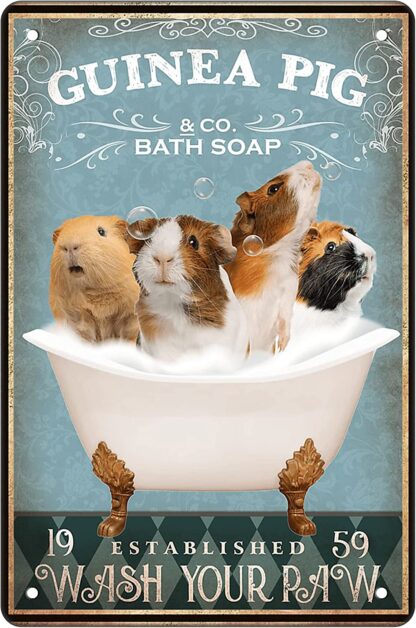 Funny Guinea Pig Decor Bathroom Metal Tin Sign 8x12 Inches
