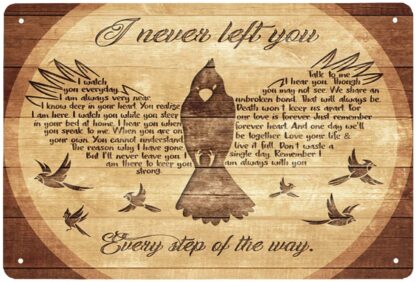 8"x12" Vintage Tin Sign Cardinal Bird I Never Left You Every Step of The Way