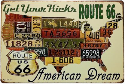 12"x8" Route 66 Metal Tin Sign Decor