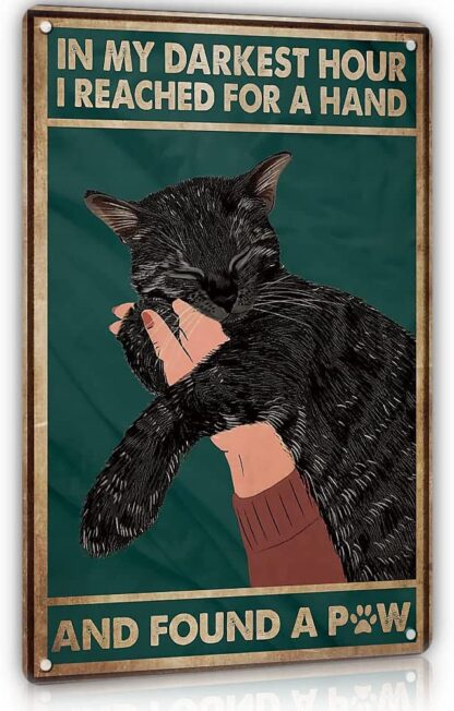 8"x12" Vintage Black Cat Metal Tin Sign