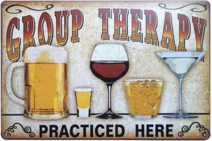 8"x12" Group Therapy Practiced Here Metal Tin Sign