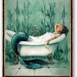 8"x12" Mermaid Metal Tin Sign For Bathroom Decor