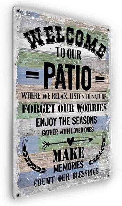 8"x12" Welcome to Our Patio Rustic Farmhouse Metal Tin Sign