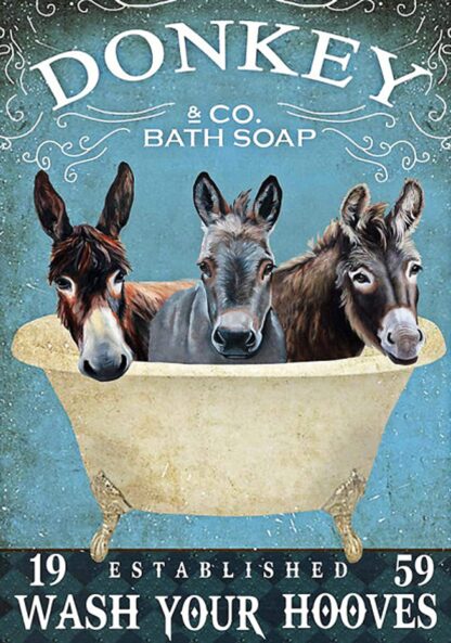 8"x12" Metal Tin Sign Donkey Vintage Donkey & Co Bath Soup