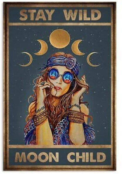 8"x12" Stay Wild Moon Child Retro Metal Tin Sign