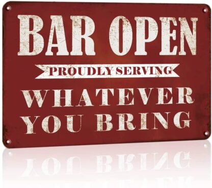 8"x12" Vintage Bar Open Metal Tin Sign