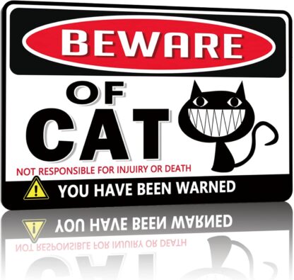 8"x12" Beware of Cat Metal Tin Sign