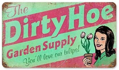 8"x12" Retro Dirty Hoe Garden Supply Metal Tin Sign