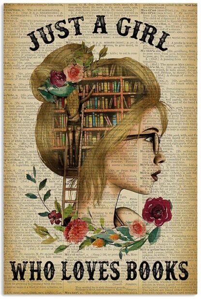 8"x12" Just A Girl Who Loves Books Metal Tin Sign