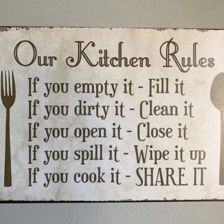 8"x12" Rustic Metal Tin Signs Posters Kitchen Rules