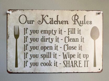 8"x12" Rustic Metal Tin Signs Posters Kitchen Rules