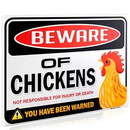 8"x12" Beware of Chickens Warning Tin Sign