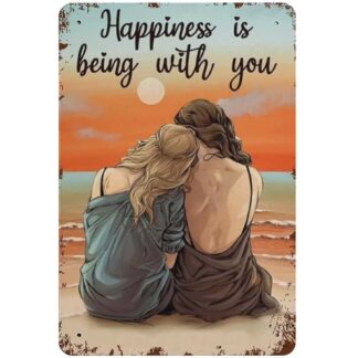 8"x12" Metal Tin Sign - Happiness Is Being With You