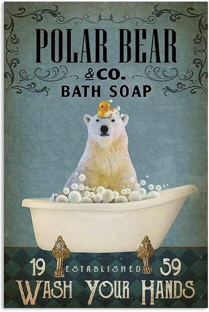 8″x12″ Polar Bear Bathroom Aluminum Sign