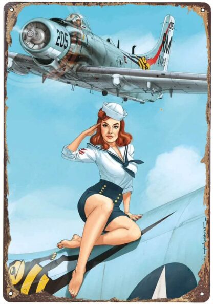 Air Force Pin Up Girl Metal Plaque 8x12 Inch Aluminum Sign