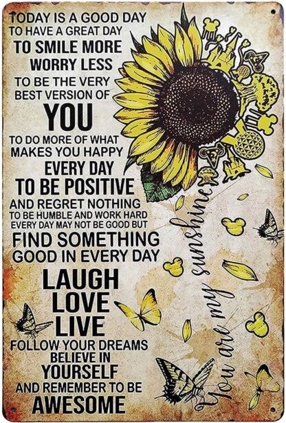 Sunflower Farmhouse Retro Metal Aluminum Sign 8x12 Inch