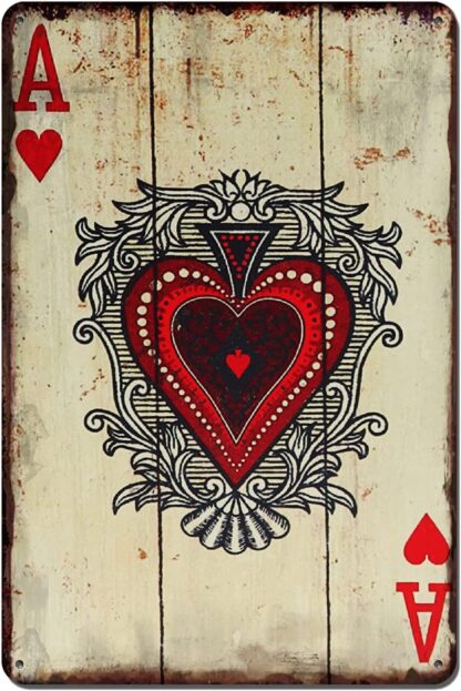 8″x12″ Vintage Poker Wall Decor Metal Aluminum Sign - Heart Ace