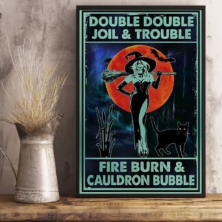 8″x12″ Metal Aluminum Sign - Double Double Toil And Trouble Witch Black Cat