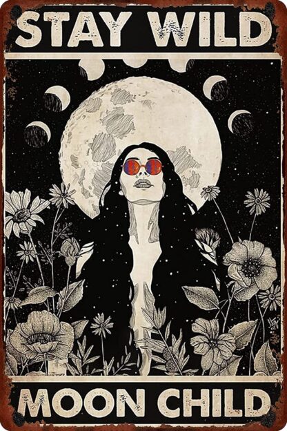 8″x12″ Stay Wild Moon Child Vintage Style Aluminum Sign