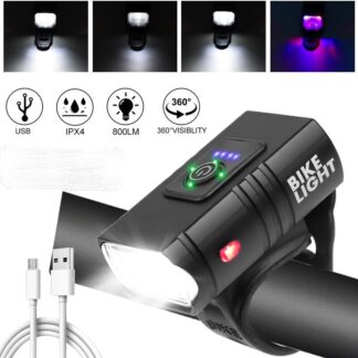 USB Rechargeable LED Bicycle Headlight Bike Front Rear Light Cycling Lamp US
