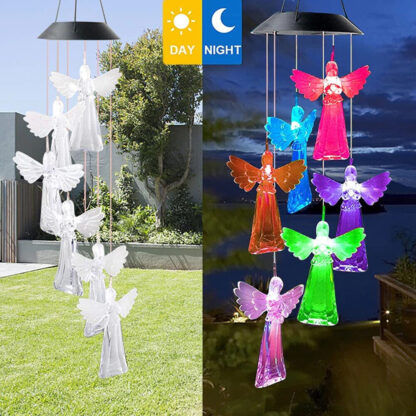 Solar Wind Chimes Lights LED Angel Color Changing Hanging Lamp Garden Home Decor