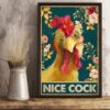 8″x12″ Nice Cock Chicken Flowers Vintage Style Aluminum Sign