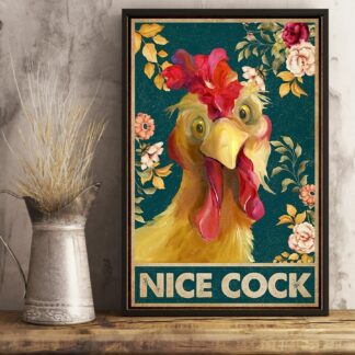 8″x12″ Nice Cock Chicken Flowers Vintage Style Aluminum Sign