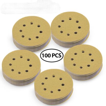 5 inch 8 Hole 60-220 Grit Sanding Discs Orbital Sander paper Hook and Loop Pads