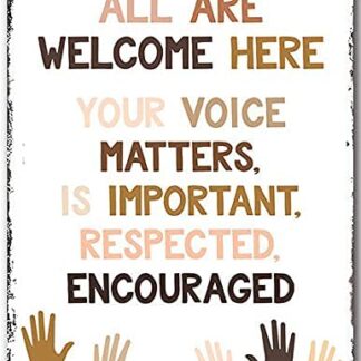 8″x12″ Metal Aluminum Sign - All are Welcome Here Stronger Together Equality