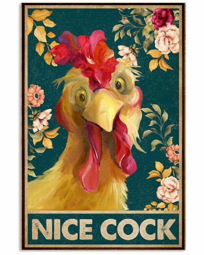 8″x12″ Nice Cock Chicken Flowers Vintage Style Aluminum Sign - Image 3