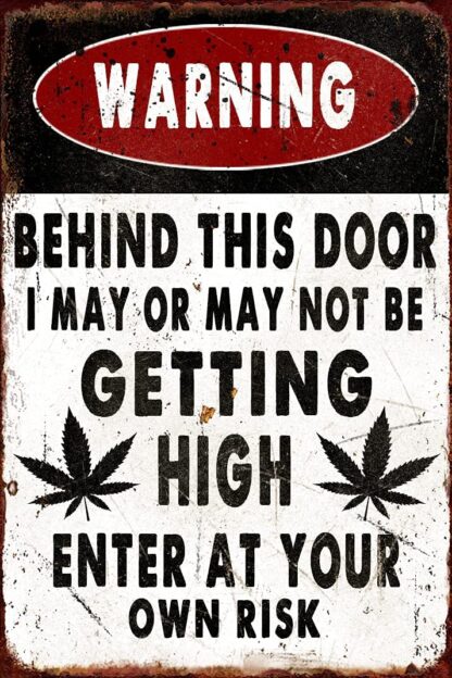Behind This Door Warning Vintage Rusty Metal Aluminum Sign 8"x12"
