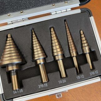 USA 5Pcs Large Metal Step Drill Bit Set HSS Multiple Hole 50 Sizes w/Case